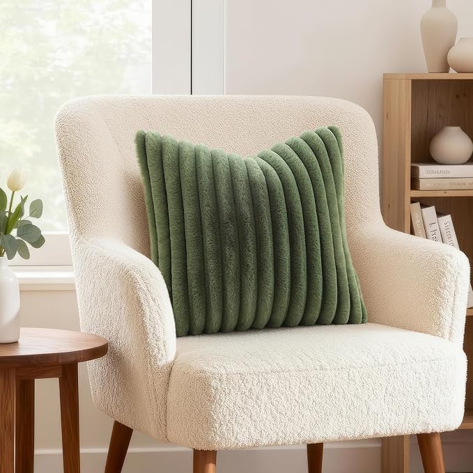 decorUhome Cozy Faux Fur Throw Pillow Covers 24x24 Set of 2 Decorative Soft - Image 2