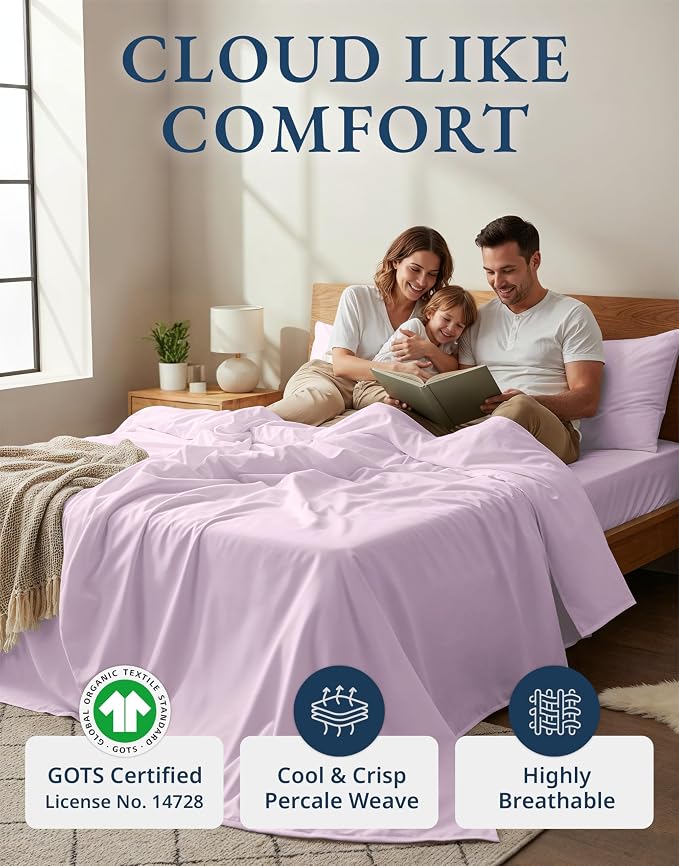 LANE LINEN 100% Organic Cotton Queen Sheets, Low Pill Fade Resistant Classic - Image 2