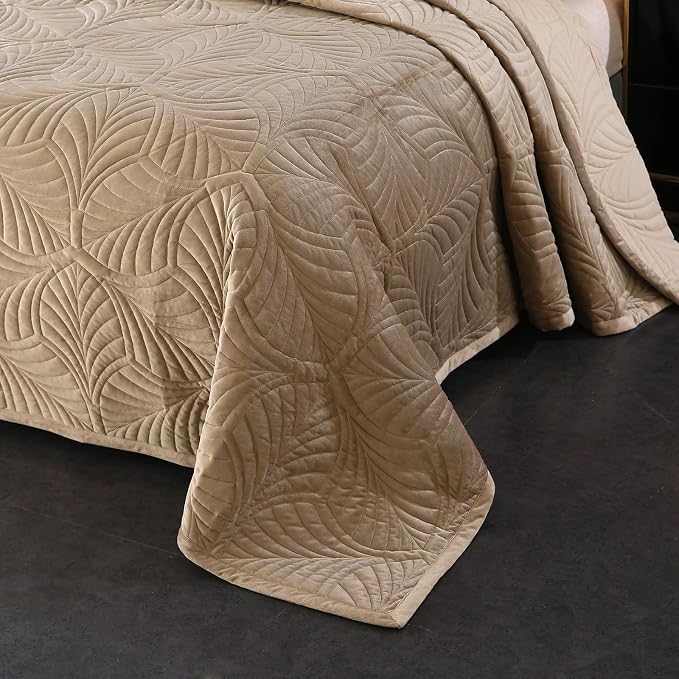 ROOMLIFE Quilt Set King Size 3D Floral Embroidery Pattern 3-Piece Cotton - Image 2