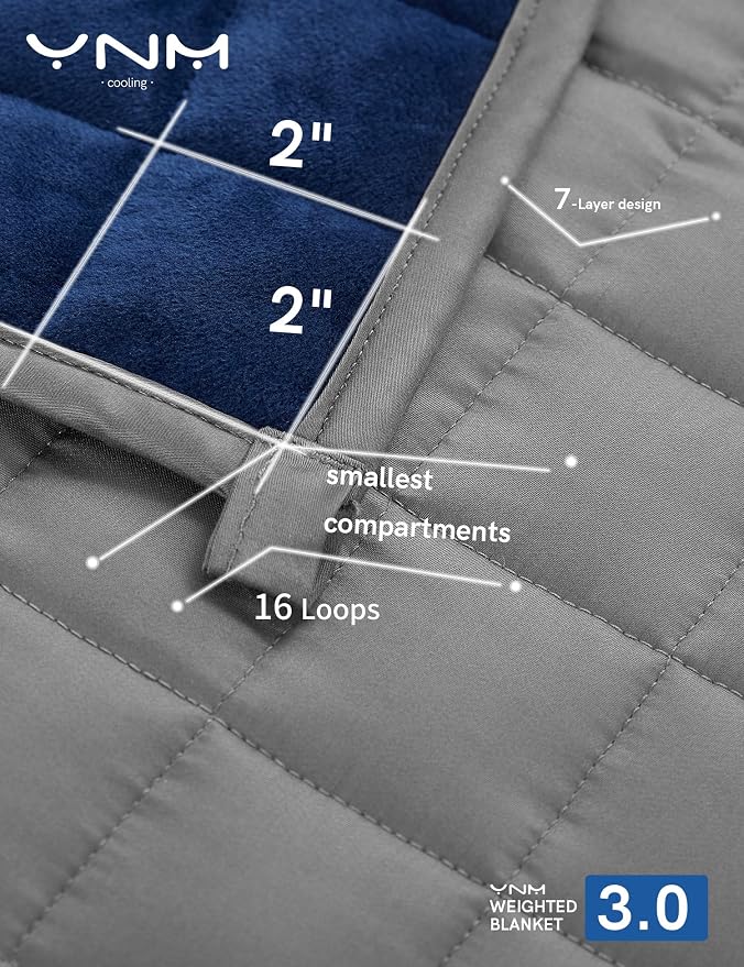 YnM Weighted Blanket, Cooling Rayon & Cozy Velvet, Smallest Compartments - Image 4