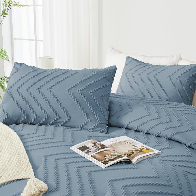 Andency Greyish Blue California King Comforter Set, Boho Cal King Soft Warm - Image 4