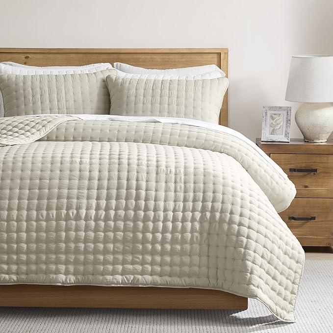 WDCOZY Beige King Size Quilt Bedding Sets by WDCOZY