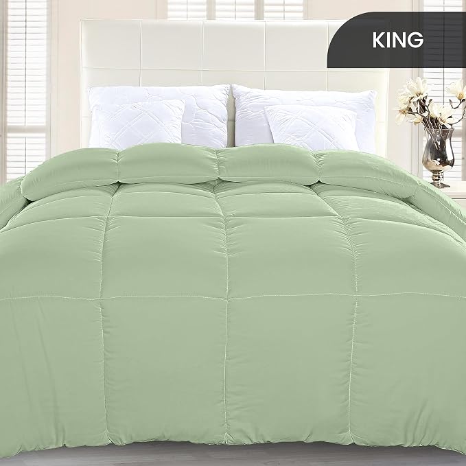 Utopia Bedding King Comforter Duvet Insert, Quilted Sage Green Comforter - Image 3