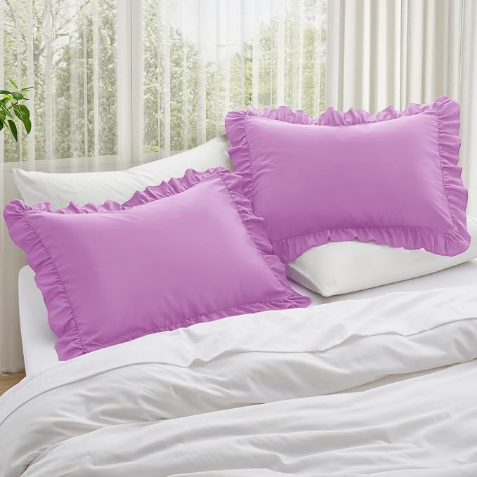 KKJIAF Ruffle Pillow Cases Queen Size Set of 2, Ruffled Pillow Covers - Image 2