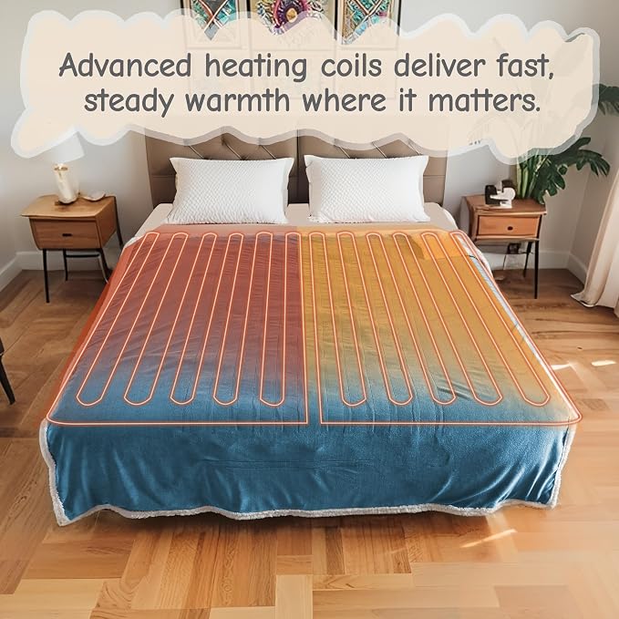 Electric Heated Blanket Throw Size 50"x60", Soft Flannel - Image 8