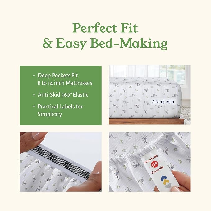 California Design Den Printed Twin Extra Long Sheet Set, 100% Organic Cotton - Image 5