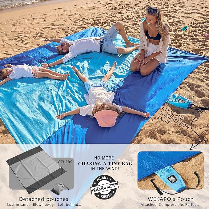 WEKAPO Beach Blanket Sandproof Waterproof, Extra Large Beach Mat, Oversized & - Image 3