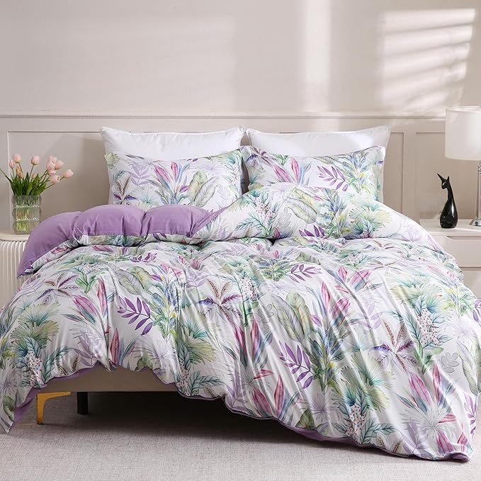 LONAVA Queen Botaincal 3 Pcs Duvet Cover Set, Breathable Soft Microfiber by LONAVA