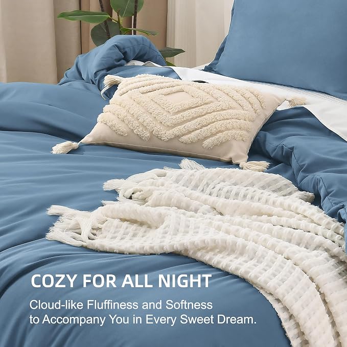 Litanika Comforters King Size Ocean Blue, 3 Pieces Lightweight Solid Bedding - Image 7