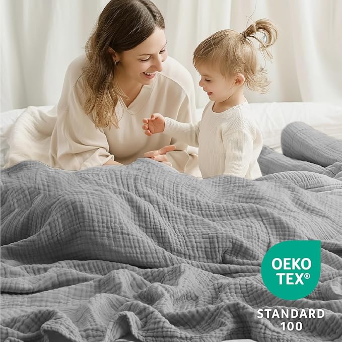 100% Cotton Muslin Blanket 50" x 60", Breathable and Lightweight Cotton Throw - Image 3