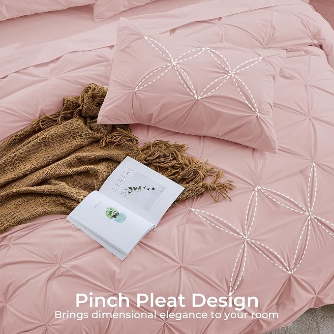 Sasttie Queen Comforter Set, 7-Piece Bed in a Bag, Pintuck Bedding Sets - Image 4