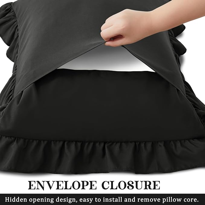KKJIAF Ruffle Pillow Cases King Size Set of 2, Ruffled Pillow Covers - Image 5