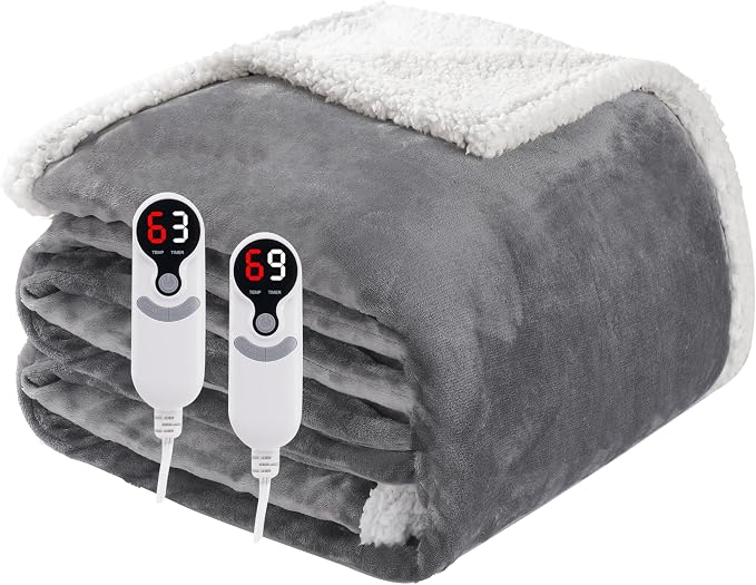Electric Heated Blanket Queen Size 84"x90", Soft Flannel by Soypipo