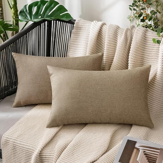 MIULEE Pack of 2 Decorative Outdoor Solid Waterproof Throw Pillow Covers Faux by MIULEE