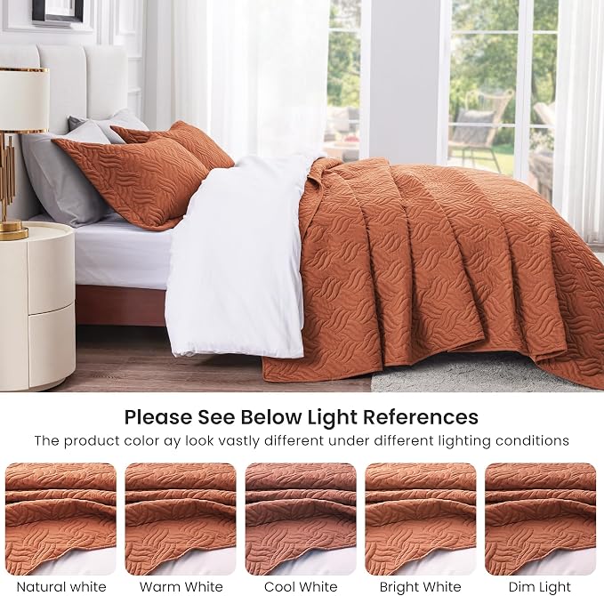 Love's cabin Twin Quilt Bedding Set Umber Bedspreads - Image 5