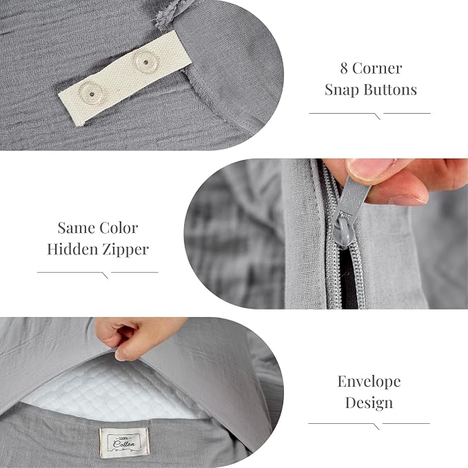 Gray Duvet Cover King, 100% Sandwashed Cotton Soft King Size Duvet Cover Set 3 - Image 4