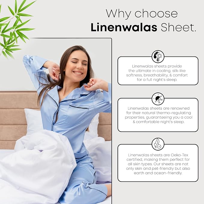 LINENWALAS Fitted Sheet Only Viscose Derived from Bamboo, Bottom Sheet - Image 7