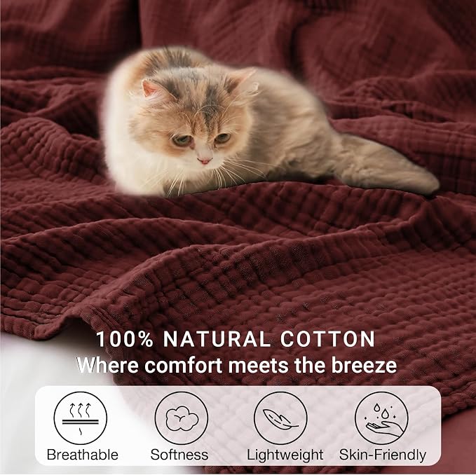 100% Cotton Muslin Blanket Large 50"x 70", 6 Layers Breathable and Lightweight - Image 6