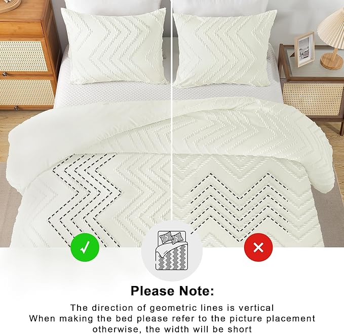 Andency Ivory Twin/Twin XL Comforter Set, Boho Soft Warm Cute Comforter Twin - Image 5