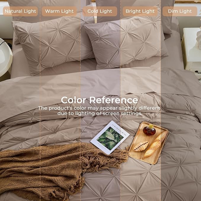Sasttie King Size Comforter Set, 7-Piece Bed in a Bag, Pintuck Bedding Set - Image 8