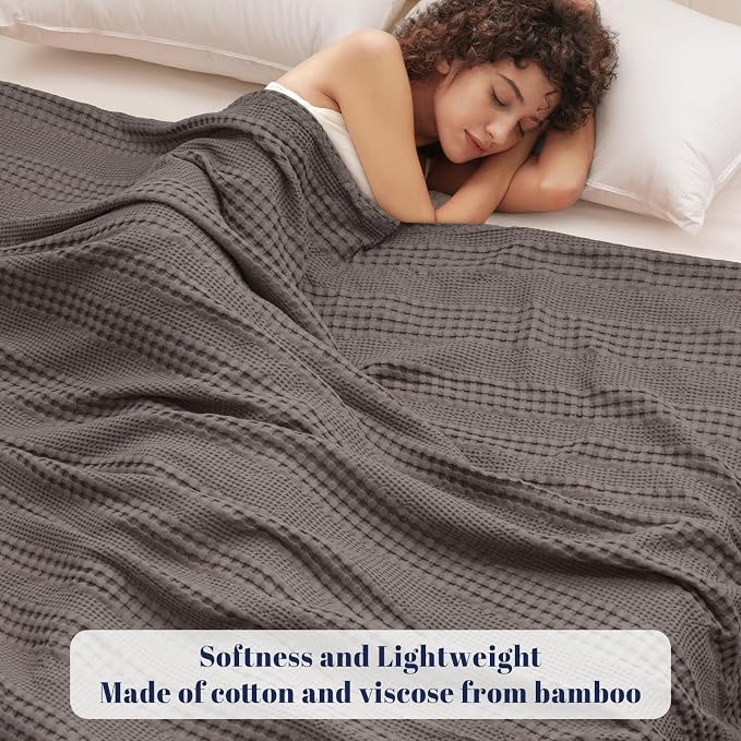 PHF Cooling Waffle Blanket Queen Size, Lightweight 60% Rayon from Bamboo & 40% - Image 2