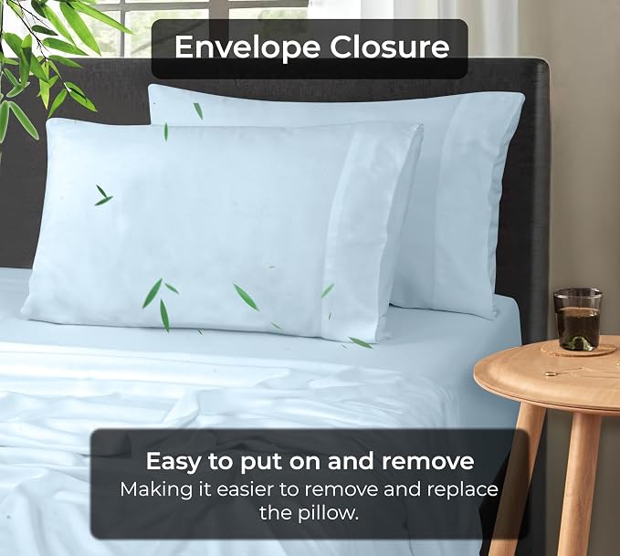Royale Linen Cooling Pillow Cases Standard Size Set of 2-100% Rayon Derived - Image 6