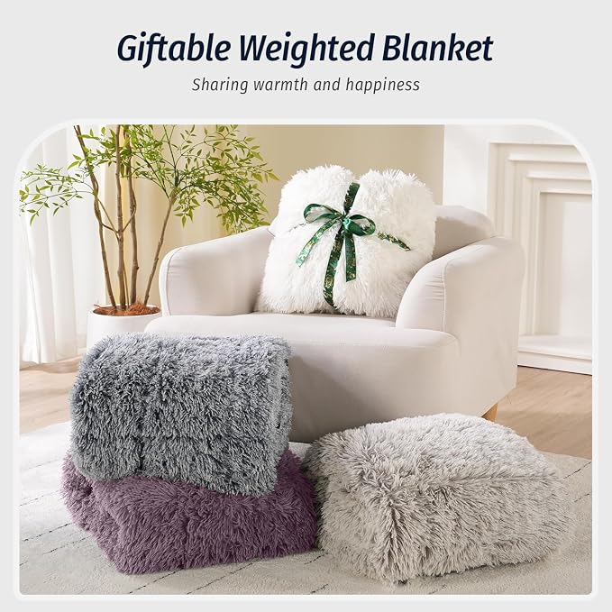 Wemore Shaggy Long Fur Faux Fur Weighted Blanket, Cozy and Fluffy Plush Sherpa - Image 5