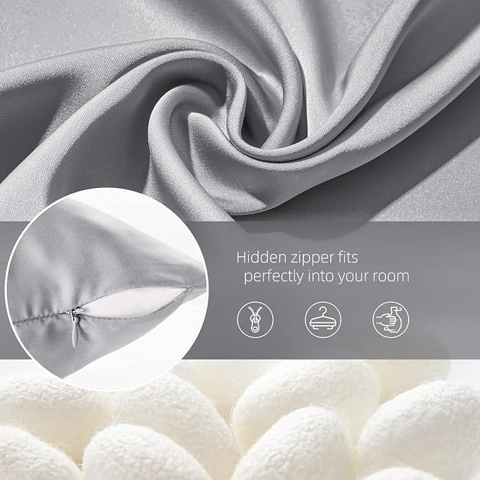 Silk Pillow Cases 2 Pack Mulberry Silk Pillowcases Soft Breathable Both Sided - Image 6