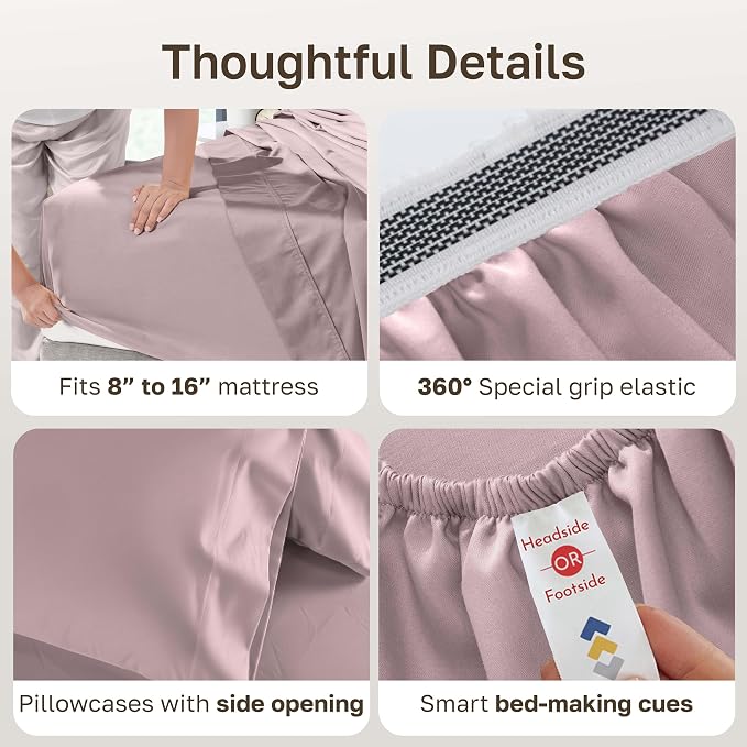 California Design Den Thick and Natural 100% Cotton Sheets Queen Size Set - Image 5