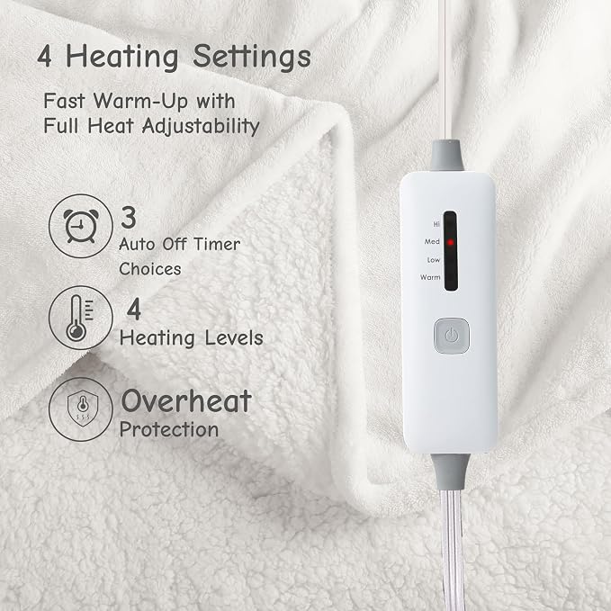 Soypipo Electric Heated Blanket Throw 50"x60", Warm & Lightweight Heated Blanket - Image 2