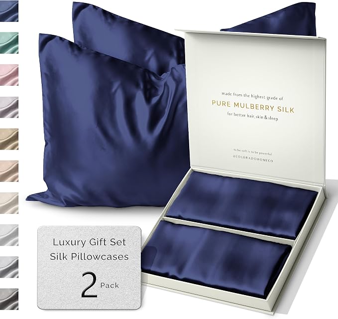 SUNDAYSILKS™ | Silk Pillow Cases 2 Pack | 22 Momme Mulberry Silk Pillowcase Set by ColoradoHomeCo