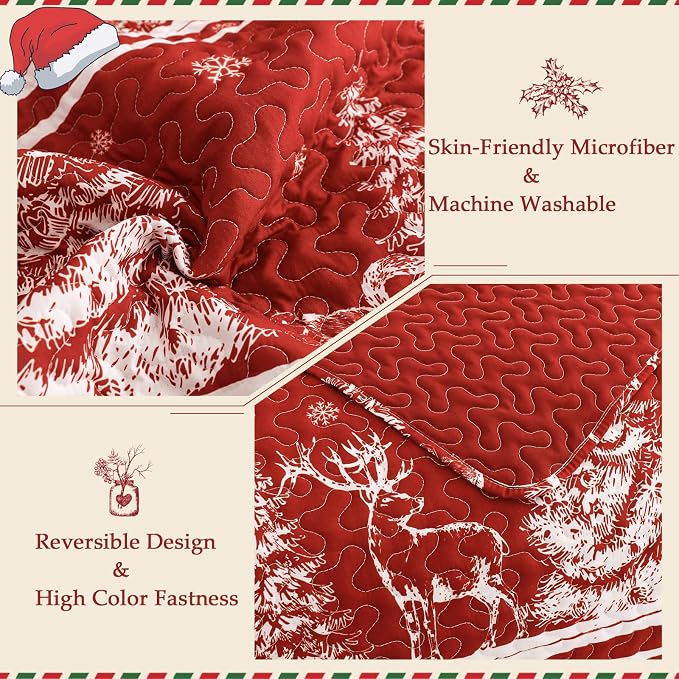 Exclusivo Mezcla Reversible Christmas Quilts Queen Size - Image 3