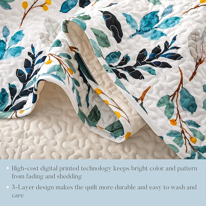 Whale Flotilla Reversible Printed Quilts Queen Size, Extra Soft Boho Floral - Image 6