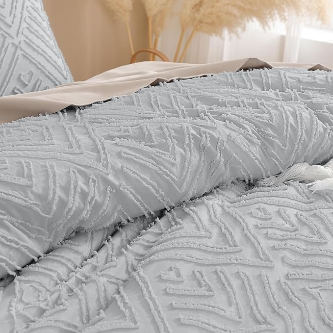 Andency Light Grey Oversized King Comforter 120''x120'', 3 Pieces Gray Super - Image 5