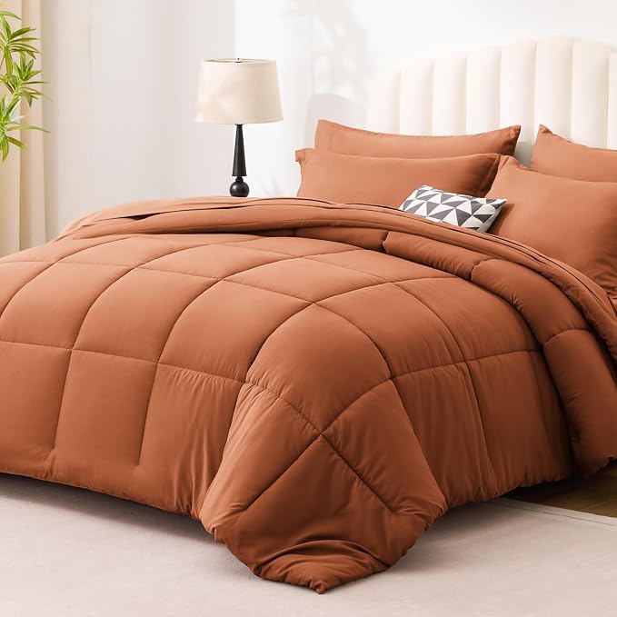 Love's cabin Full Comforter Set Burnt Orange, 7 Pieces Full Bed in a Bag - Image 2