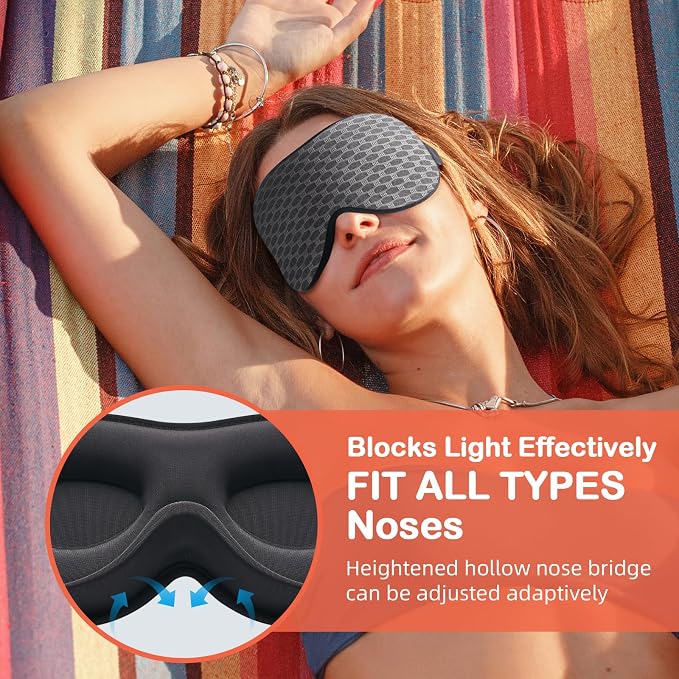 INNELO 3D Contoured Sleep Mask for Side Sleepers, 100% Light Blocking Sleeping - Image 3