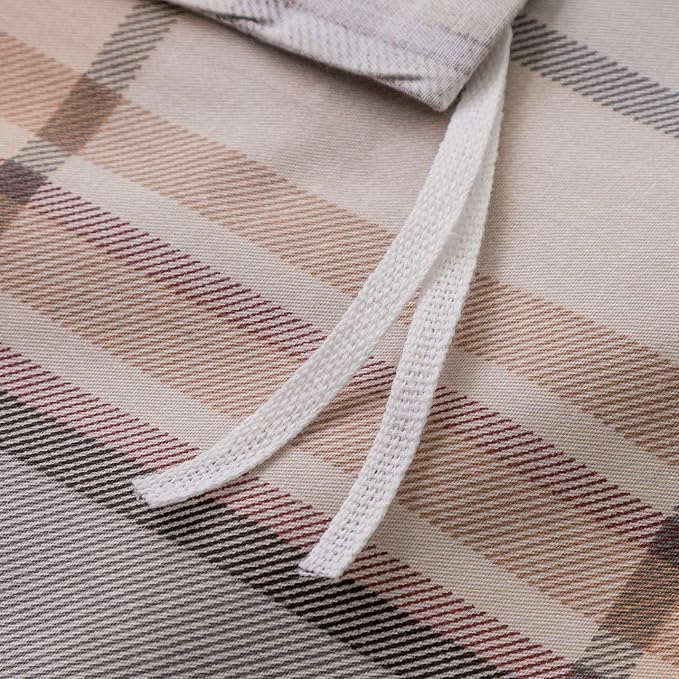 SUSYBAO Brown Tartan Duvet Covr King 100% Cotton 3 Pcs Set 1 Khaki Buffalo - Image 4
