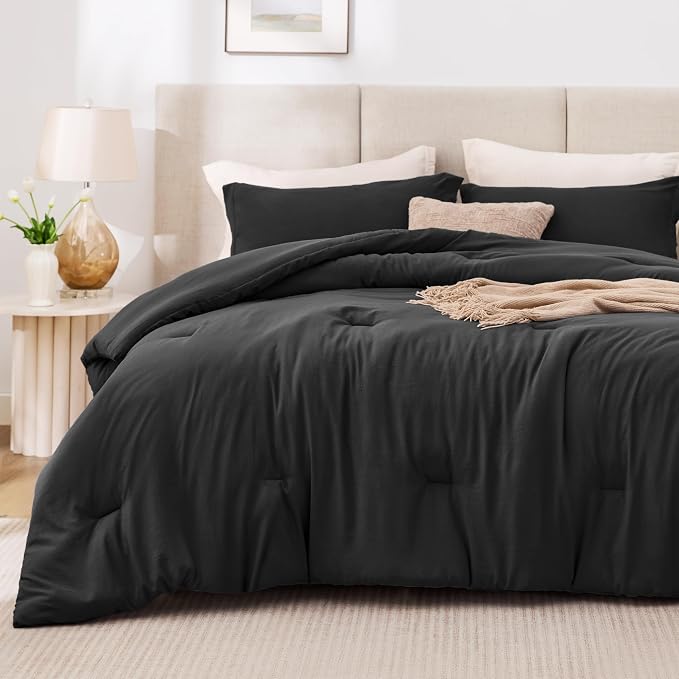 Love's cabin Black King Size Comforter Set, 3-Piece Prewashed Bed Set - Image 2