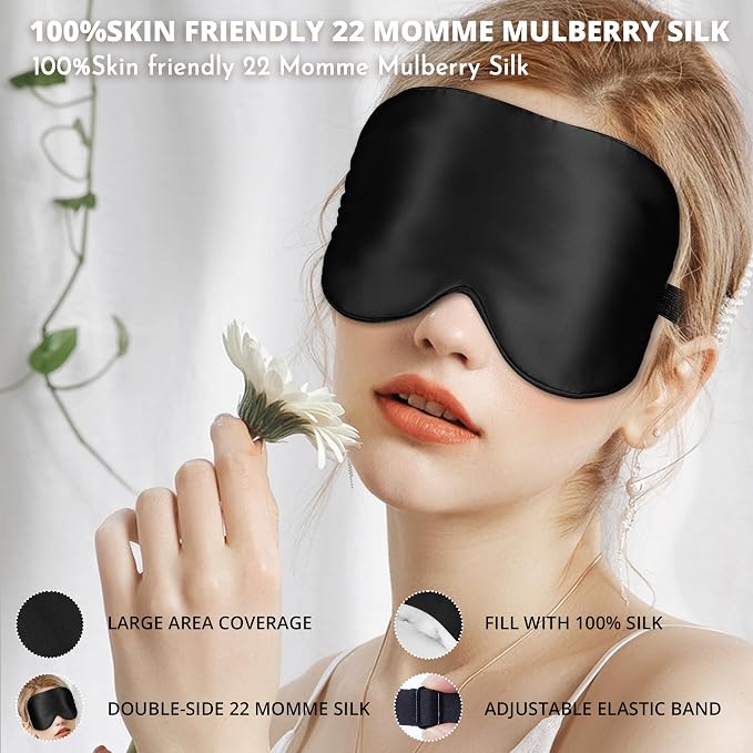 Silk Sleep Mask 100% 22 Momme Mulberry, Sleep Eye Mask - Image 2