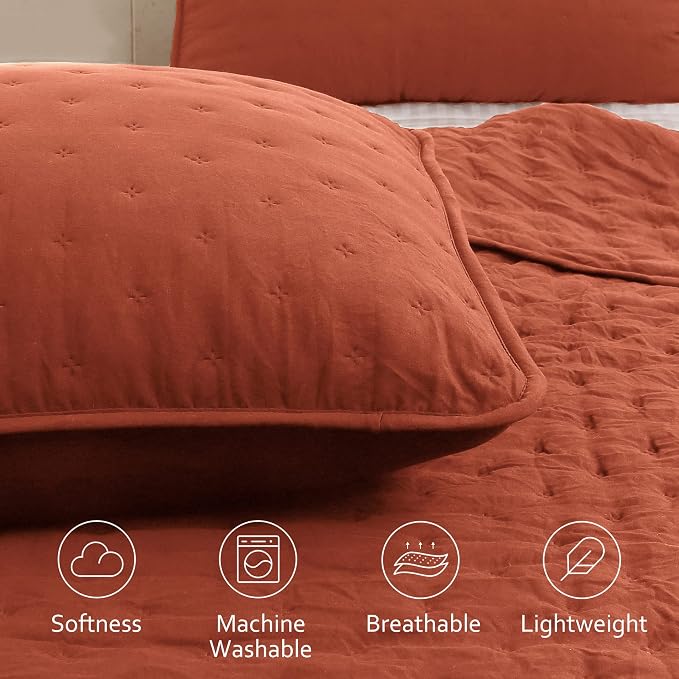 ROARINGWILD Burnt Orange Quilt Sets King Size - Image 3
