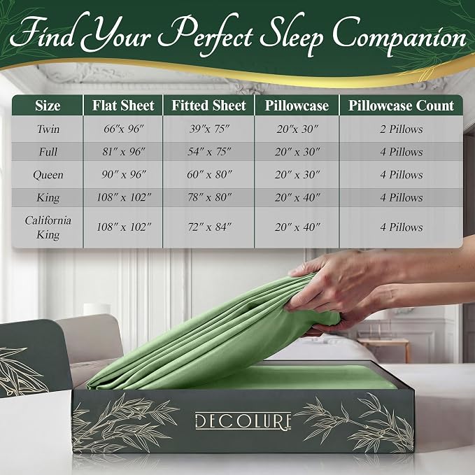 DECOLURE 100% Viscose Derived from Bamboo Sheets Twin Size - Image 8