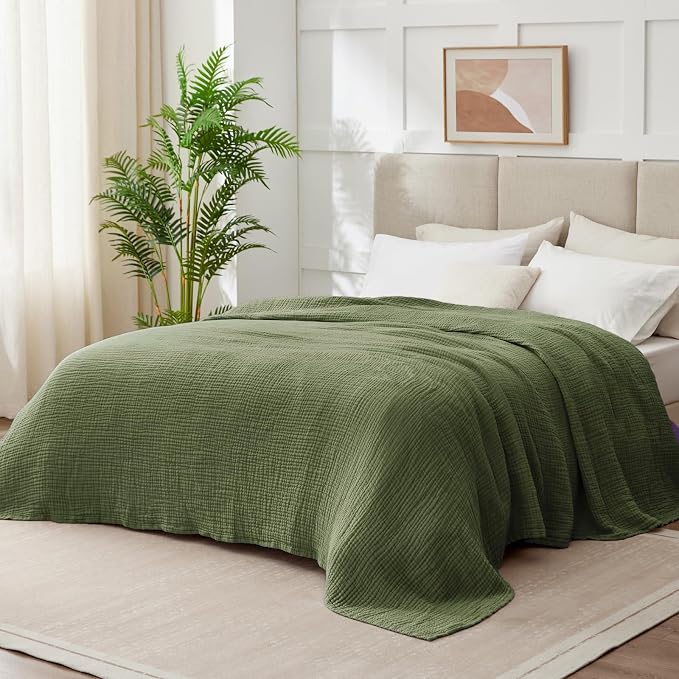 100% Cotton Muslin Blanket Twin 66" x 90", Breathable and Lightweight Twin - Image 8