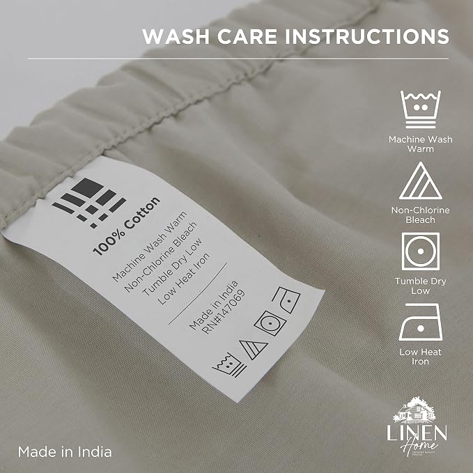 Linen Home 100% Cotton Percale Weave Fitted Sheet, Full Size, Snow White - Image 7