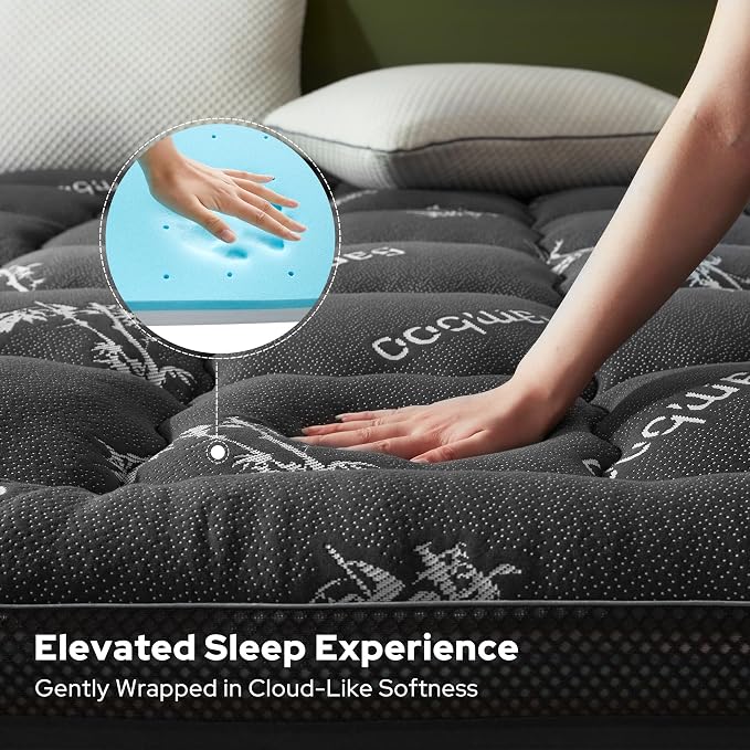 BEDLORE 4 Inch Memory Foam Mattress Topper King, 2-in-1 Dual Layer Design - Image 4