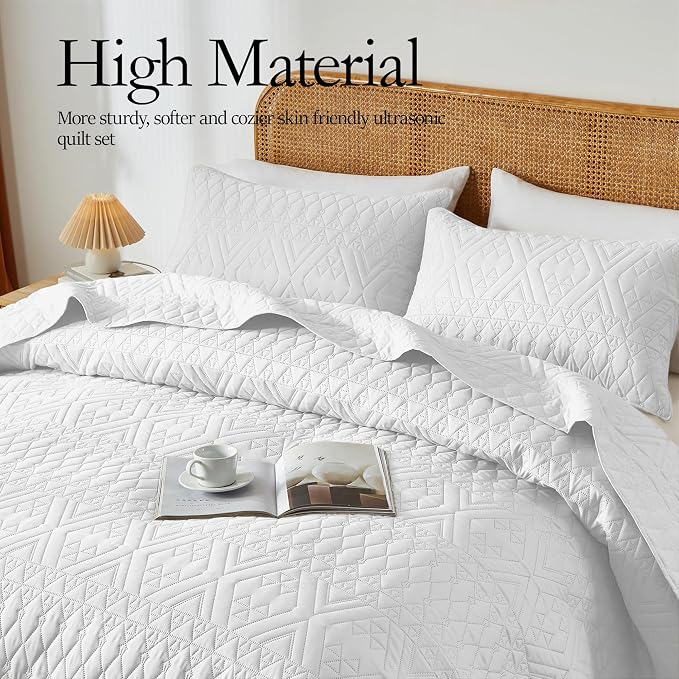 akkialla King/Cal King Size Quilt Bedding Set, Modern Style Geometric Pattern - Image 3