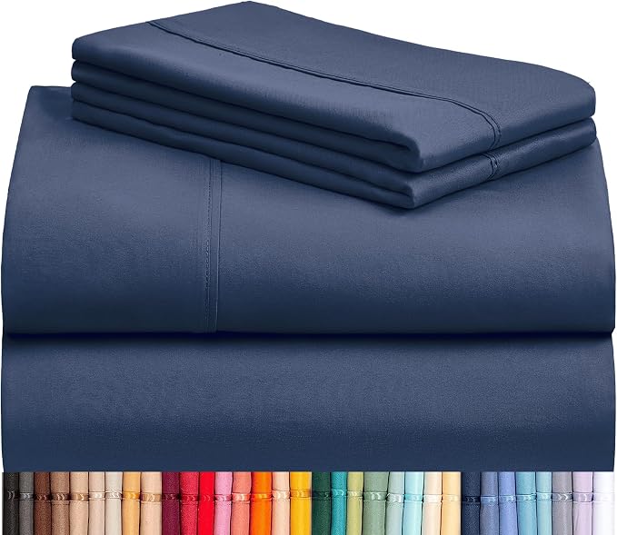 LuxClub 4 PC King Sheet Set, Deep Pockets Wrinkle Free Cooling Bed Sheets Hotel by LuxClub