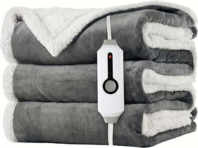 LaffyLo Heated Throw Blanket 50 x 60, Fast Heating Electric Blanket, Dual-Sided by LAFFYLO