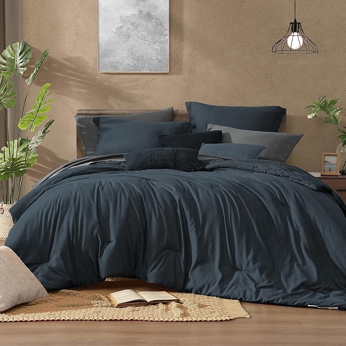 Monbix Full Size Comforter Set, Bedding Sets Full 7 Pieces, Cationic Dyeing Bed by Monbix