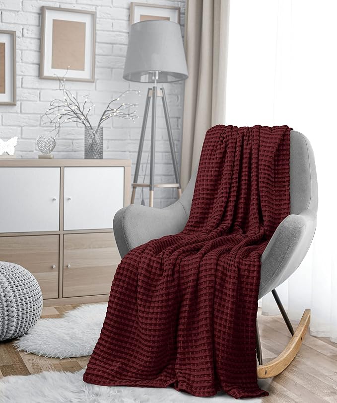 Utopia Bedding 100% Cotton Waffle Weave Blanket Queen Size - Image 8
