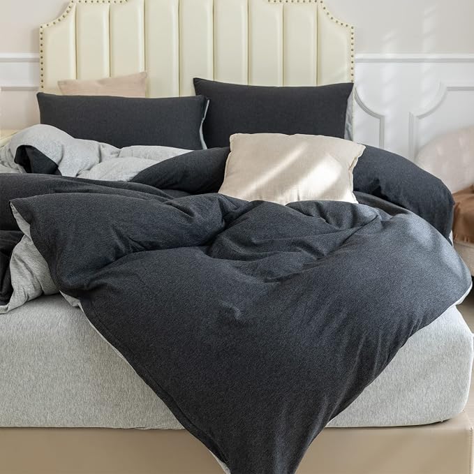 PURE ERA Jersey Knit Duvet Cover Set 100% T-Shirt Cotton Super Soft Comfy 3pc - Image 3